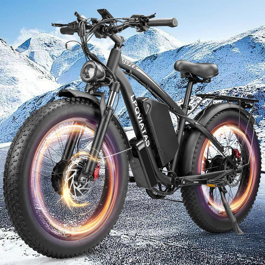 Electric Bicycle with Dual Motor Assist, Removable 52V Battery, 7-Speed Gears, 24-Inch Fat Tires - image 1
