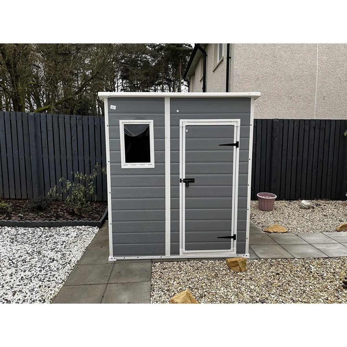 Keter 6′ x 6′ Manor Plastic Pent Garden Storage Shed – Grey